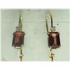 Image 1 : #7-10K YELLOW GOLD GARNET & DIAMOND EARRINGS