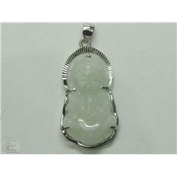 #8-STERLING SILVER JADE BUDDHA PENDANT