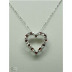 #19-STERLING SILVER GARNET HEART-SHAPED