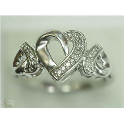 #21-STERLING SILVER DIAMOND TRIPLE HEART RING