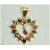 Image 1 : #22-18K YELLOW GOLD RUBY & SAPPHIRE