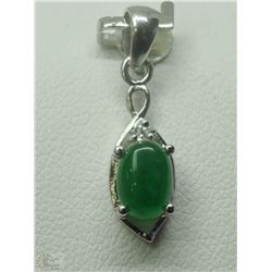 #26-STERLING SILVER JADE & CUBIC ZIRCONIA PENDANT