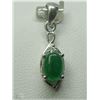 Image 1 : #26-STERLING SILVER JADE & CUBIC ZIRCONIA PENDANT