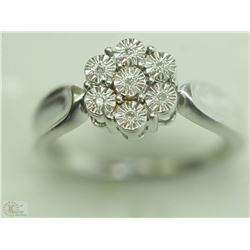 #34-STERLING SILVER 7 DIAMOND RING