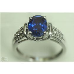 #40-STERLING SILVER SYNTHETIC SAPPHIRE & CUBIC