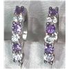 Image 1 : #43-STERLING SILVER AMETHYST HOOP EARRINGS