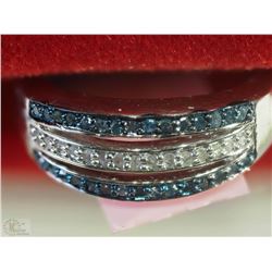 #49-STERLING SILVER BLUE DIAMOND & WHITE