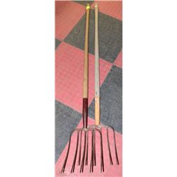 LOT OF 2 ANTIQUE HAY FORKS