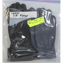 2PK LADIES LEATHER GLOVES SMALL