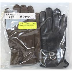 2PK LADIES LEATHER GLOVES MEDIUM