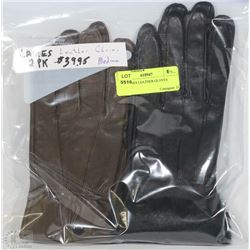 2PK LADIES LEATHER GLOVES MEDIUM