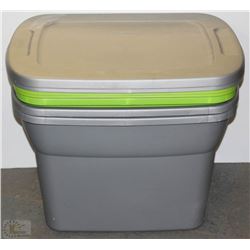 LOT OF 4 STERILITE 18GAL (68L) TOTES WITH LIDS