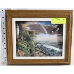 FRAMED 3D ART OF OCEANSIDE, LIGHTHOUSE & EAGLES