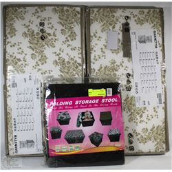 LOT WITH FOLDING STORAGE STOOL, AND TWO IKEA