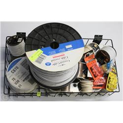 LARGE LOT OF SPEAKER WIRE, WIRE CONNECTORS, AND