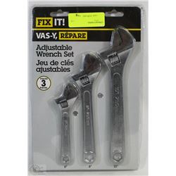 NEW SET OF 3 ADJUSTABLE WRENCHES,6,8,10 INCH