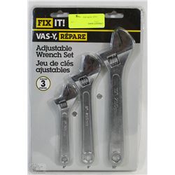 NEW SET OF 3 ADJUSTABLE WRENCHES,6,8,10 INCH