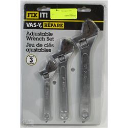 NEW SET OF 3 ADJUSTABLE WRENCHES,6,8,10 INCH