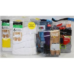 FLAT OF NEW TRUNKS, BRIEFS, BOXERS UNDERWEAR, SZ M