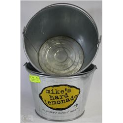 PAIR OF MIKE'S HARD LEMONADE GALVANIZED PAILS