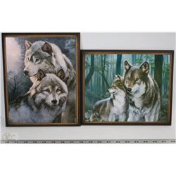 SET OF 2 WOLF PICTURES HANDCRAFTED IN EDMONTON