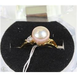 #26-FRESH WATER PEARL & CZ RING .925 STERLING SILVER