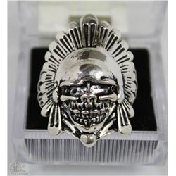 MEN'S HEAVY STAINLESS STEEL SKULL RING SZ10