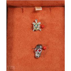 TWO CHARM BRACELET CHARMS - TURTLE