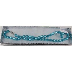 #45- SEA SHELL PEARL NECKLACE 17" SKY BLUE