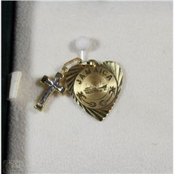 14 KT YELLOW GOLD HEART PENDANT &