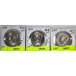 LOT OF THREE AMERICAN 50 CENT COINS