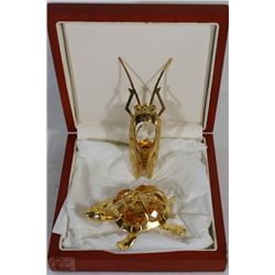 24K GOLD PLATED AND AUSTRIAN CRYSTAL TURTLE OR GRA