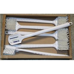 BOX WITH 6 NEW LONG HANDLE POT BRUSHES
