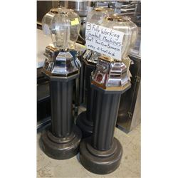 THREE 25 CENT DOUBLE SIDED CANDY MACHINES ALL