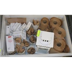 BOX WITH GLASSES , LIGHTBULBS PAPER TOWEL AND MORE