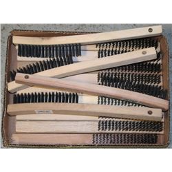 BOX OF 13 NEW WOOD AND WIRE BRUSHES ON CHOICE