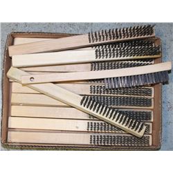 BOX OF 13 NEW WOOD AND WIRE BRUSHES ON CHOICE