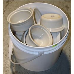 BUCKET OF FRENCH SOUP BOWLS
