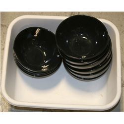 BOX OF BLACK BOWLS