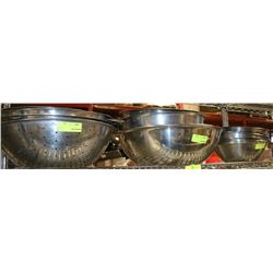 SHELVE OF ASSORTED STEEL BOWLS