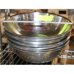 STACK OF 10 STAINLESS STEEL BOWLS 10"