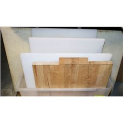 NINE ASSORTED SIZE CUTTING BOARDS