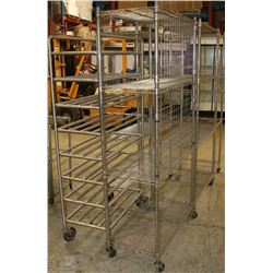 5 ASSORTED SIZE METRO RACKS ON WHEELS