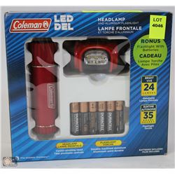 COLEMAN LED HEADLAMP AND ALUMINUM FLASHLIGHT