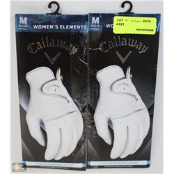 TWO LADIES GOLF GLOVES SIZE MED