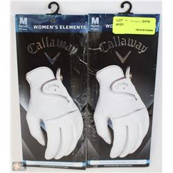 TWO LADIES GOLF GLOVES SIZE MED