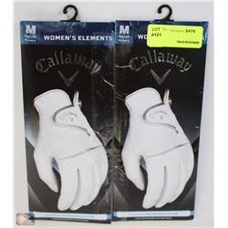 TWO LADIES GOLF GLOVES SIZE MED