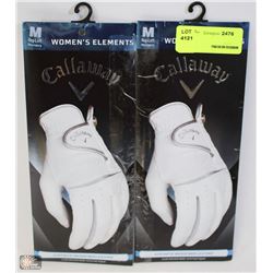 TWO LADIES GOLF GLOVES SIZE MED