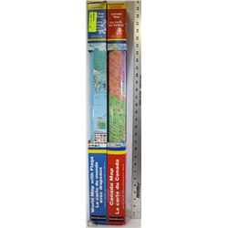 LOT OF 2 LAMINATED MAPS (1 CANADA & 1 WORLD)