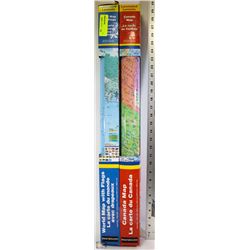 LOT OF 2 LAMINATED MAPS (1 CANADA & 1 WORLD)